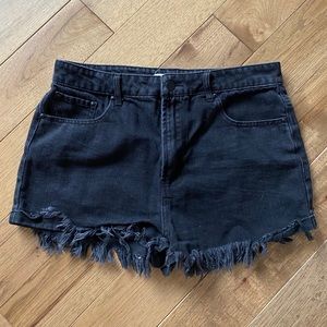 Black Cut Off Shorts High Rise Ripped Cut Offs